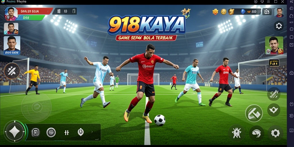 Screenshot gameplay 918KAYA menampilkan aksi sepak bola yang mendebarkan.