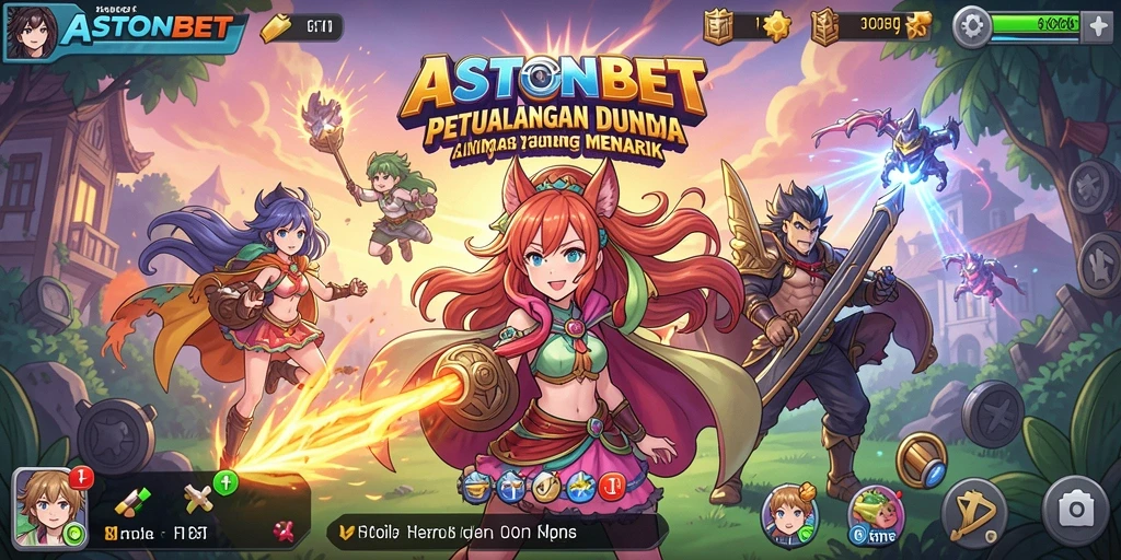 Screenshot gameplay ASTONBET menampilkan aksi karakter anime yang seru.