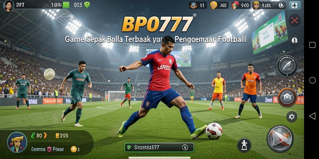 Tampilan gameplay sepak bola yang dinamis dan seru di BPO777.