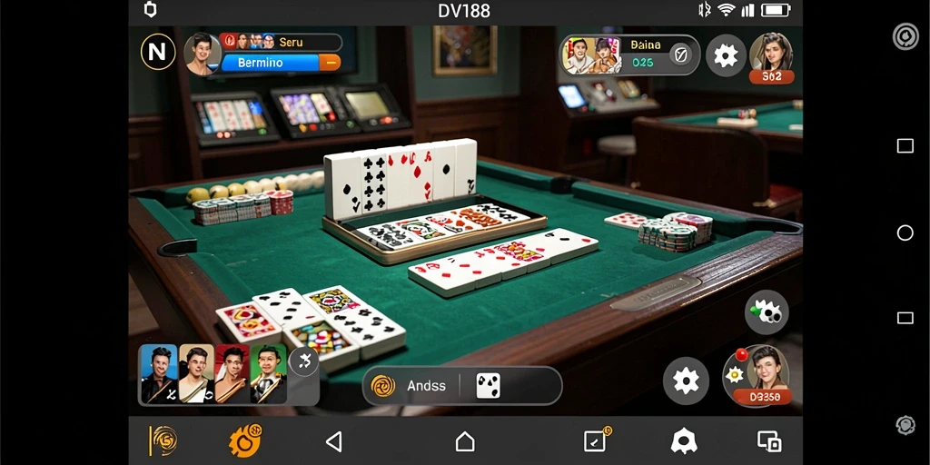 Screenshot gameplay DV188 menampilkan keseruan bermain domino.