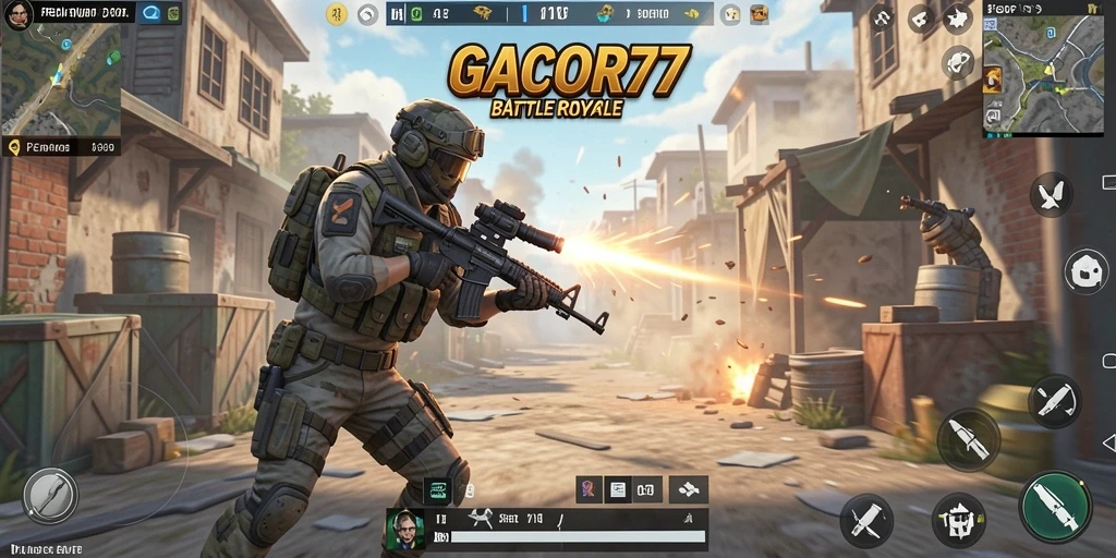 Screenshot aksi seru dalam pertempuran Battle Royale GACOR77.