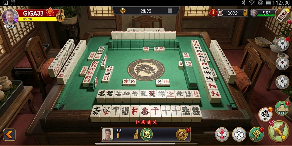 Screenshot utama GIGA33 menampilkan gameplay seru Mahjong.