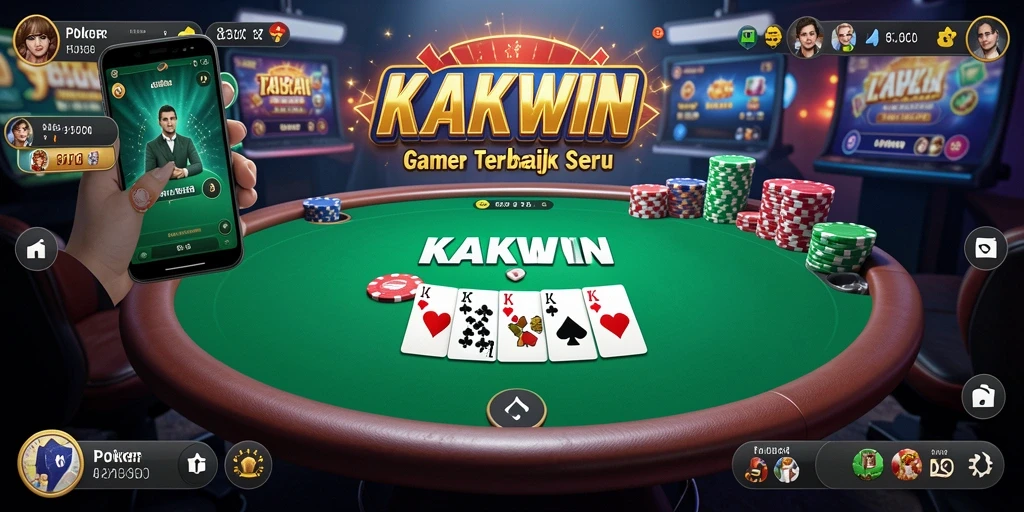 Tampilan gameplay KAKWIN yang mendebarkan di meja poker.