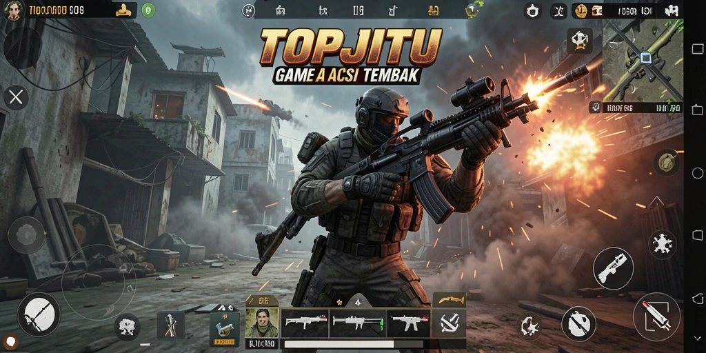 Tampilan gameplay seru dalam pertempuran TPS di TOPJITU.
