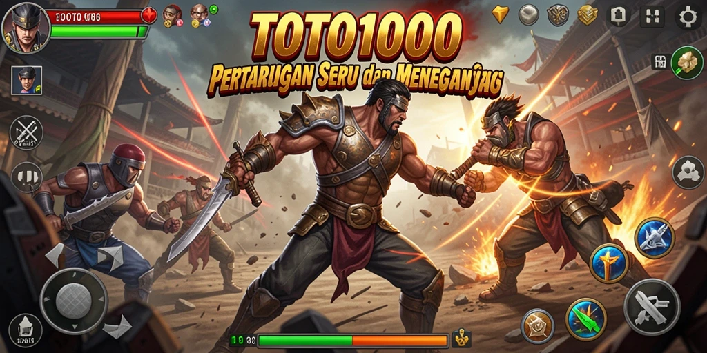Tampilan gameplay TOTO1000 yang menegangkan dalam pertarungan.