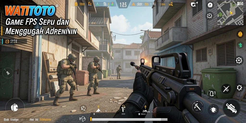 Screenshot gameplay WATITOTO menampilkan aksi menembak yang mendebarkan.